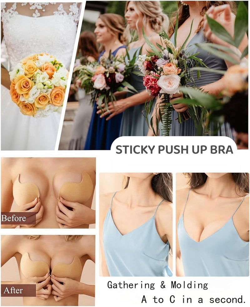 Apriddeo Super Sticky Invisible Push up Self Adhesive Bra Backless Breast Lift Bra Reusable - Image 2